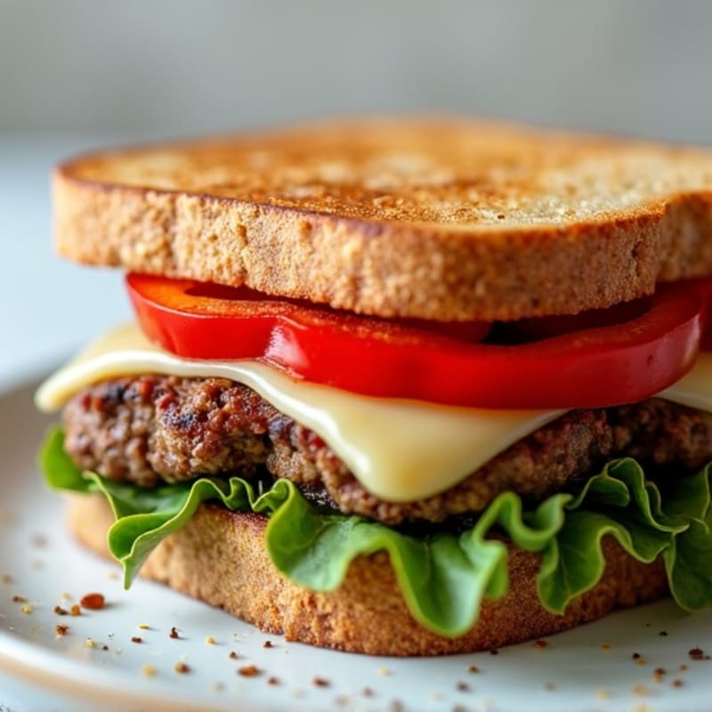 Lean Steak and Bell Pepper Sandwich with Melted Provolone