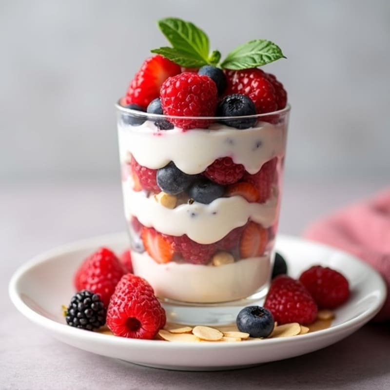 Greek Yogurt Protein Parfait with Mixed Berries
