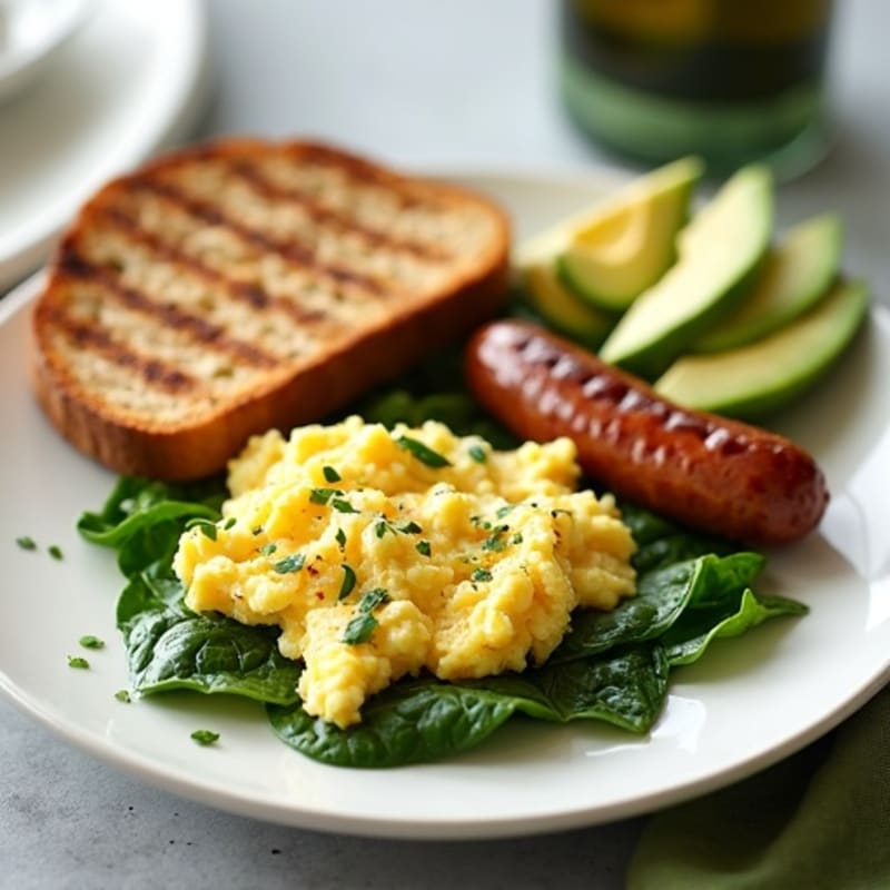 Egg White Scramble with Spinach and Grilled Turkey Sausage