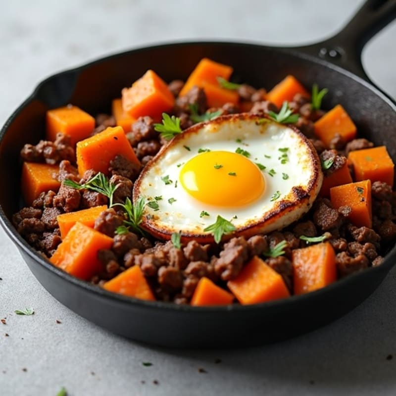Sweet Potato and Savory Ground Beef Skillet
