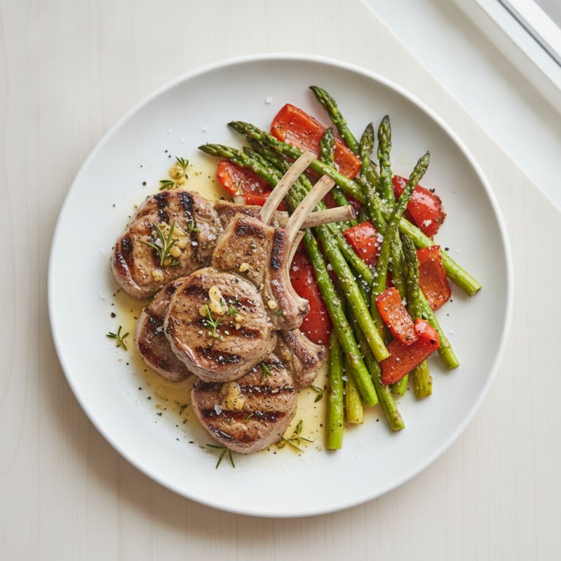 Herb-Marinated Grilled Lamb Chops with Roasted Vegetables