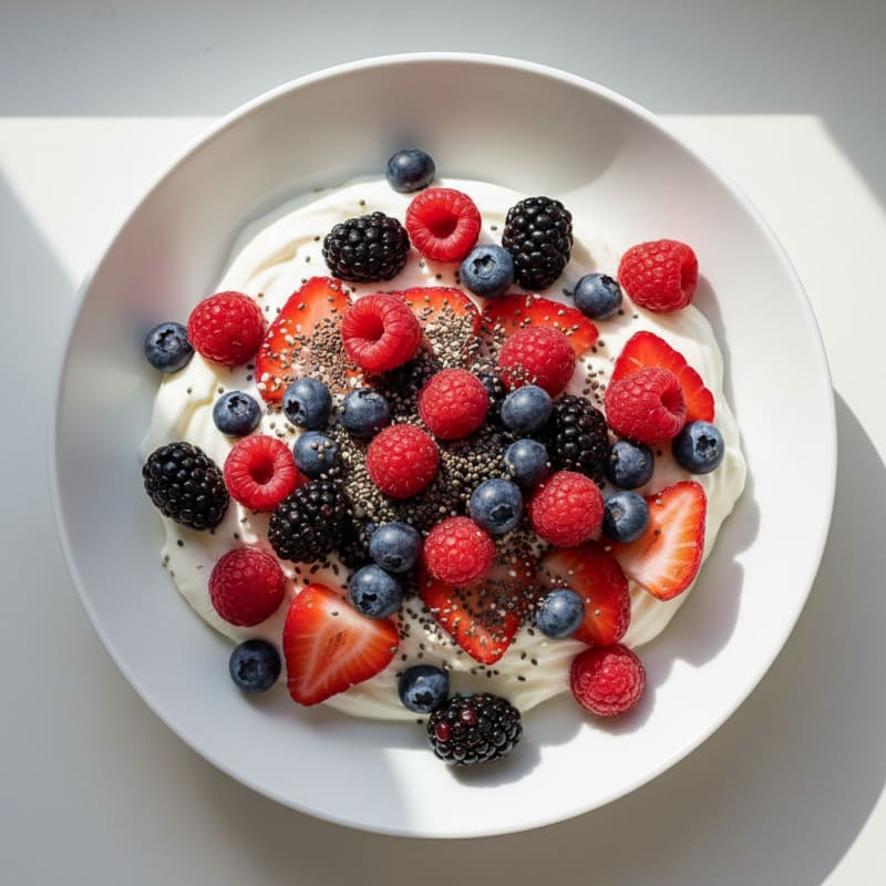 Silky Vanilla Protein Yogurt with Mixed Berries