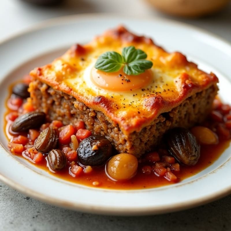 Herb-Roasted Eggplant and Ground Beef Casserole
