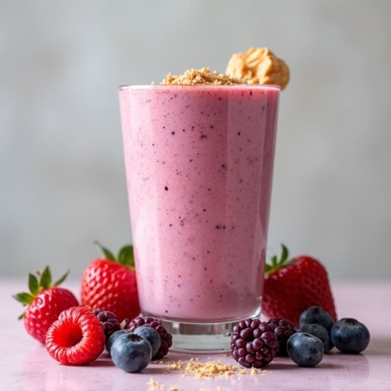 Thick Peanut Butter Berry Protein Smoothie