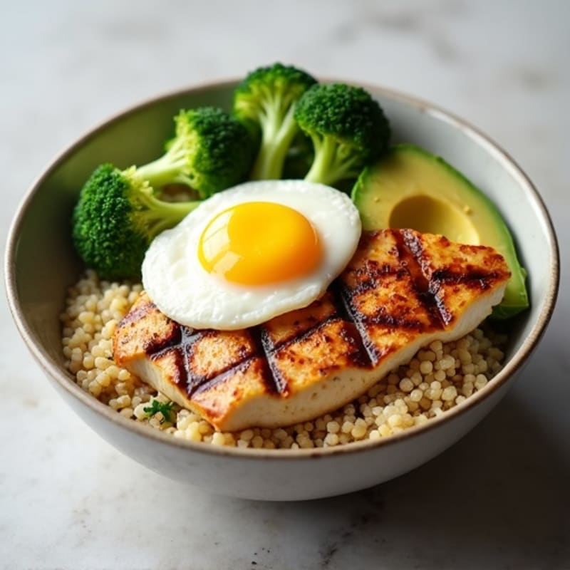 Grilled Chicken and Quinoa Bowl with Steamed Broccoli