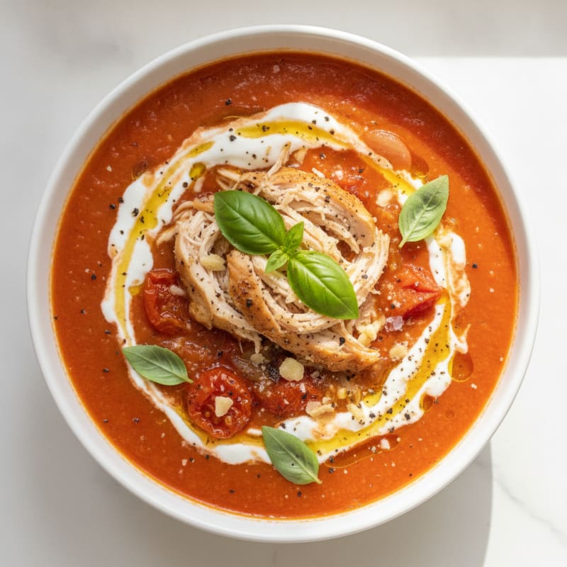 Roasted Tomato Basil Soup with Parmesan