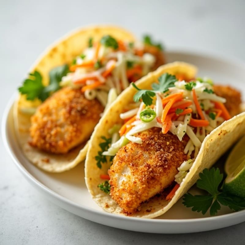 Crispy Baked Fish Tacos with Lime Slaw