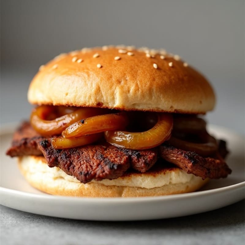 Lean Smoked Brisket Sandwich with Caramelized Onions