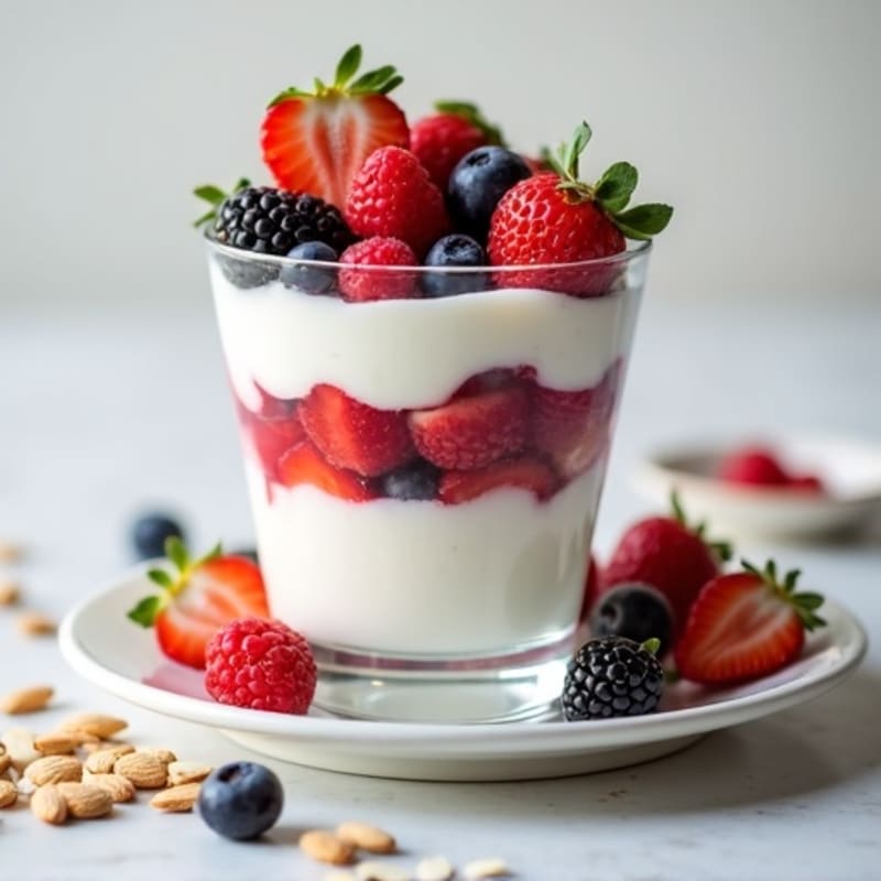Creamy Greek Yogurt Protein Parfait with Berries and Almonds