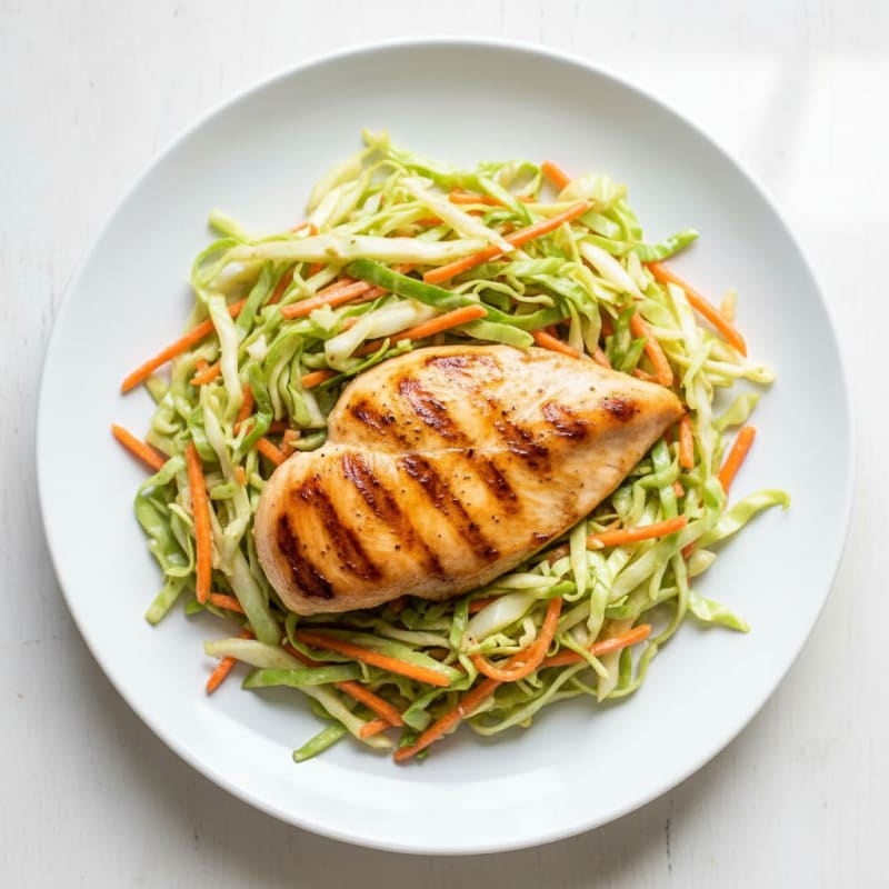 Grilled Chicken Breast with Crunchy Cabbage Slaw