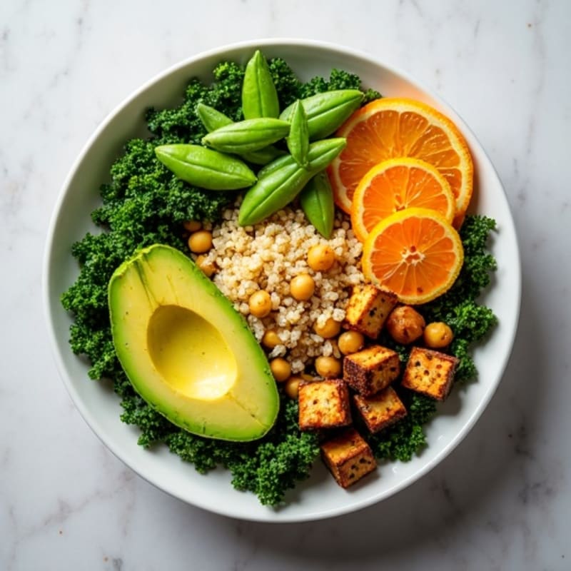 Crunchy Avocado Kale Bowl with Citrus Vinaigrette