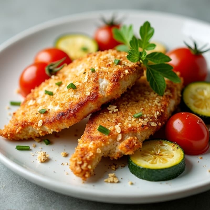 Seared Chicken Tenders with Roasted Zucchini and Tomato