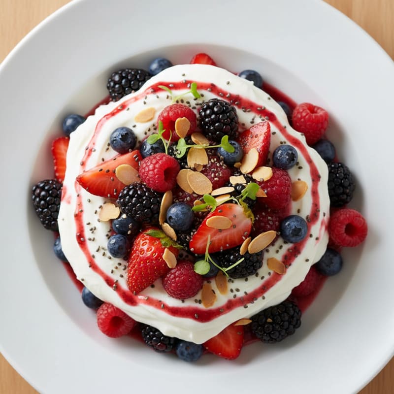Greek Yogurt Protein Parfait with Mixed Berries