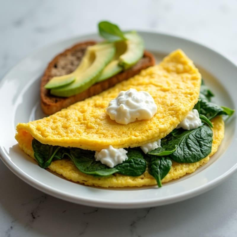 Egg White Spinach Omelette with Cottage Cheese