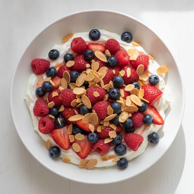 Creamy Greek Yogurt Protein Bowl with Berries and Almonds