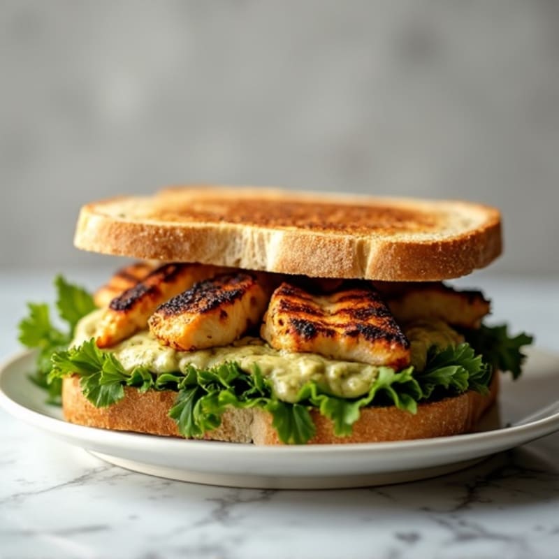 Grilled Chicken Pesto Sandwich with Fresh Greens