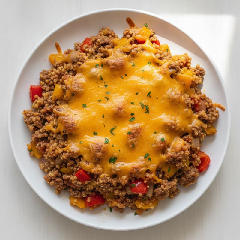 Cheesy Beef and Quinoa Bake