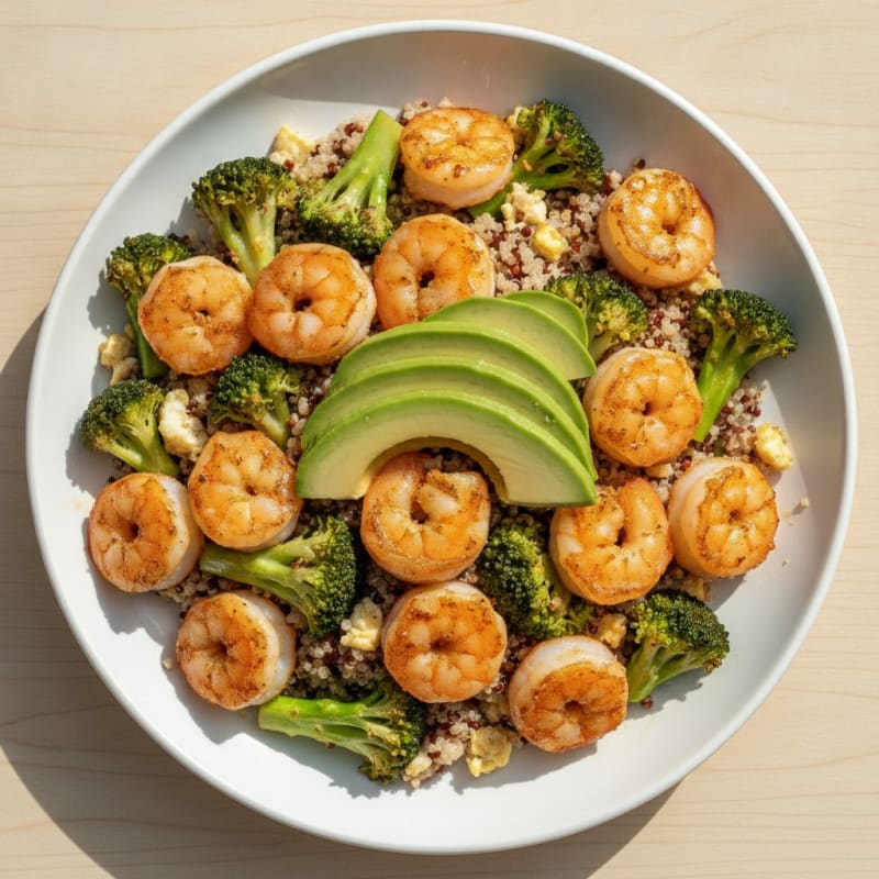 Garlic Shrimp Stir Fry with Quinoa and Broccoli