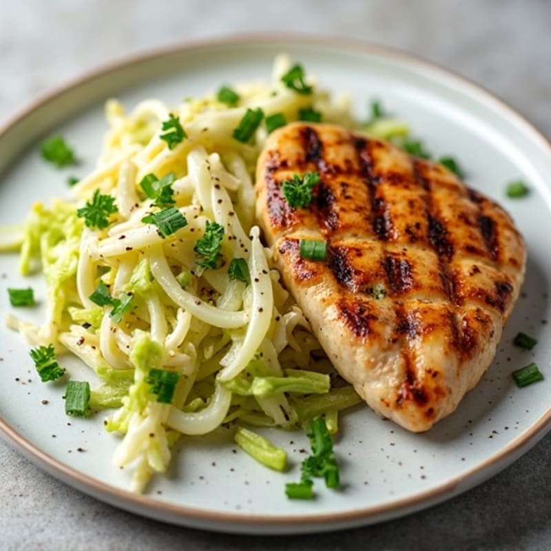 Grilled Chicken Breast with Crunchy Cabbage Slaw