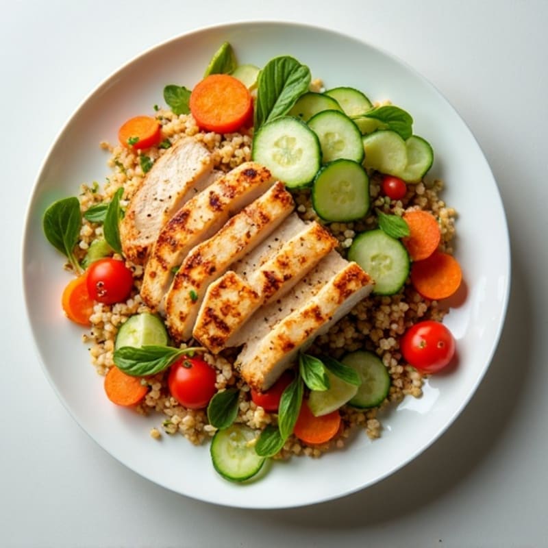 Grilled Chicken and Quinoa Salad with Crunchy Vegetables