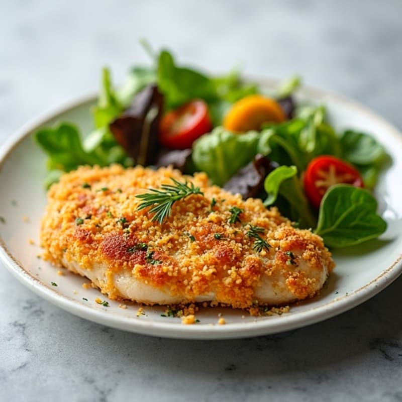 Crispy Herb-Parmesan Chicken with Fresh Greens and Smoky Chipotle Dressing