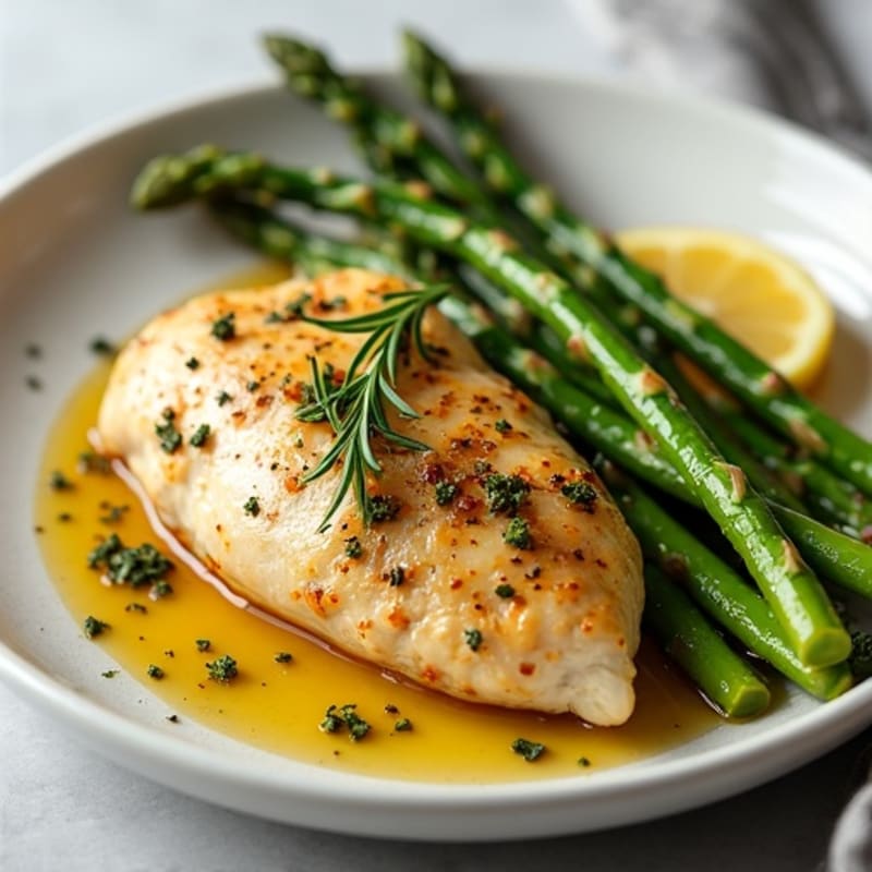 Garlic Herb Roasted Chicken Breast with Roasted Asparagus