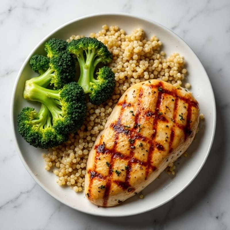 Grilled Chicken Breast with Quinoa and Steamed Broccoli