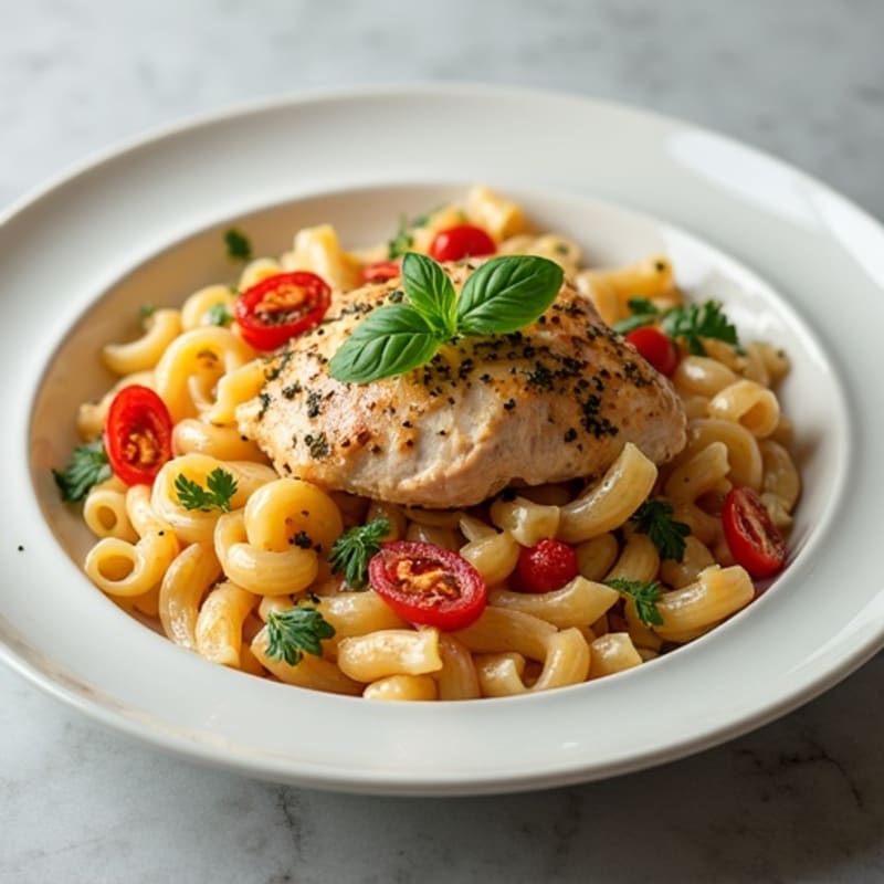 Creamy Herb-Roasted Chicken Pasta with Sun-Dried Tomatoes