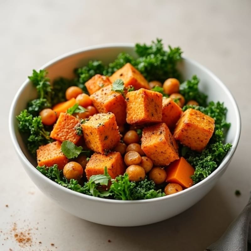 Crispy Baked Tofu with Roasted Sweet Potato Bowl