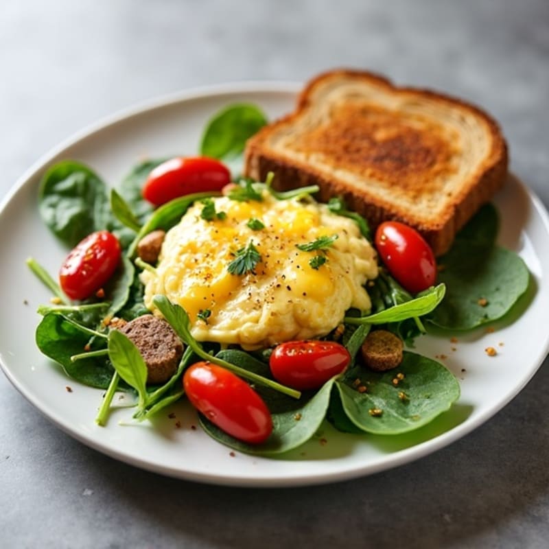 Egg White Scramble with Turkey Sausage and Spinach