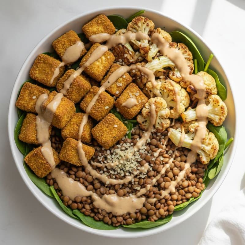 Roasted Vegetable Buddha Bowl with Tahini Dressing