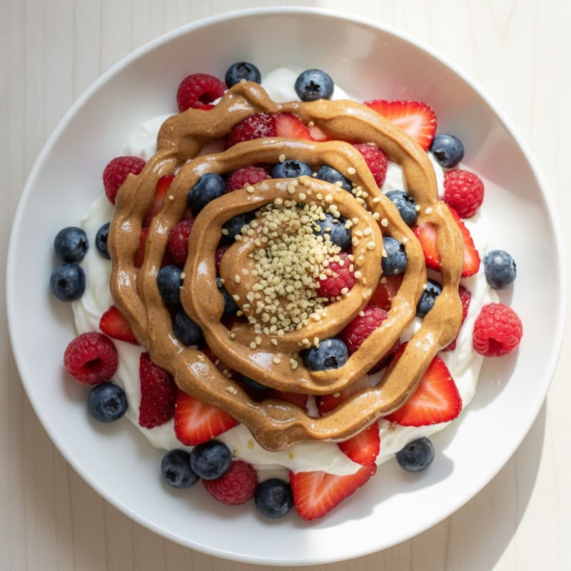 Creamy Greek Yogurt Parfait with Mixed Berries and Almond Butter