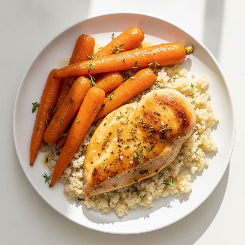 Maple-Glazed Roasted Carrots with Herbed Chicken