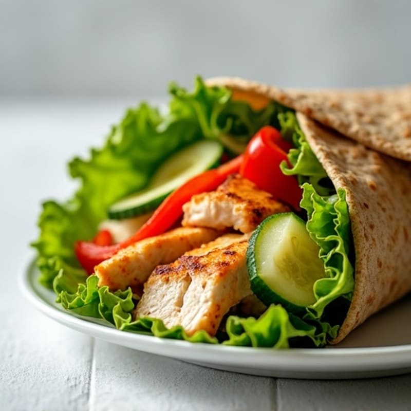 Fresh Grilled Chicken Whole Wheat Wrap with Crunchy Veggies