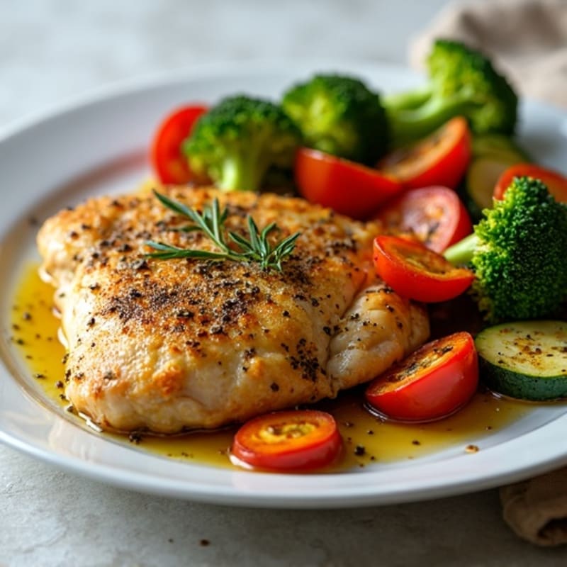 Herb-Crusted Pan Seared Chicken with Roasted Vegetables