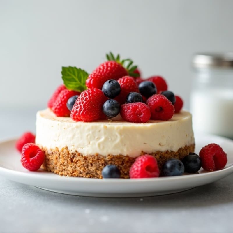 Greek Yogurt Protein Cheesecake with Fresh Berries