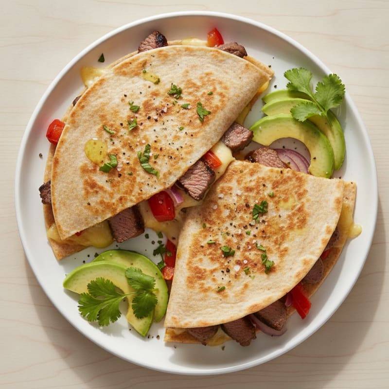 Pan-Seared Steak Quesadillas with Peppers