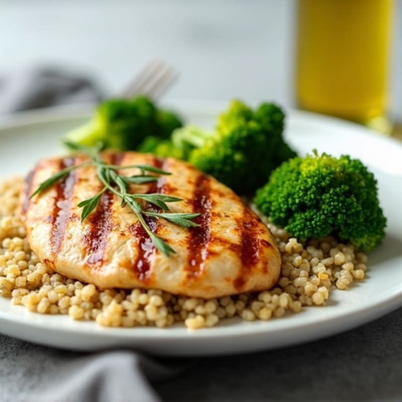 Grilled Chicken Breast with Quinoa and Steamed Broccoli