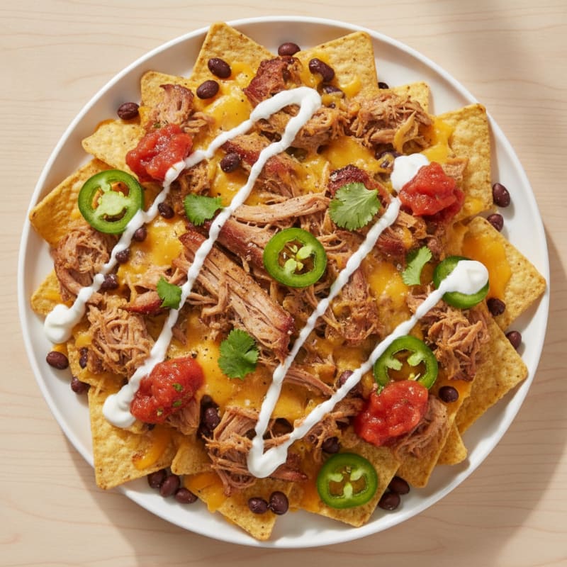 Pulled Pork Nachos with Pickled Jalapeños