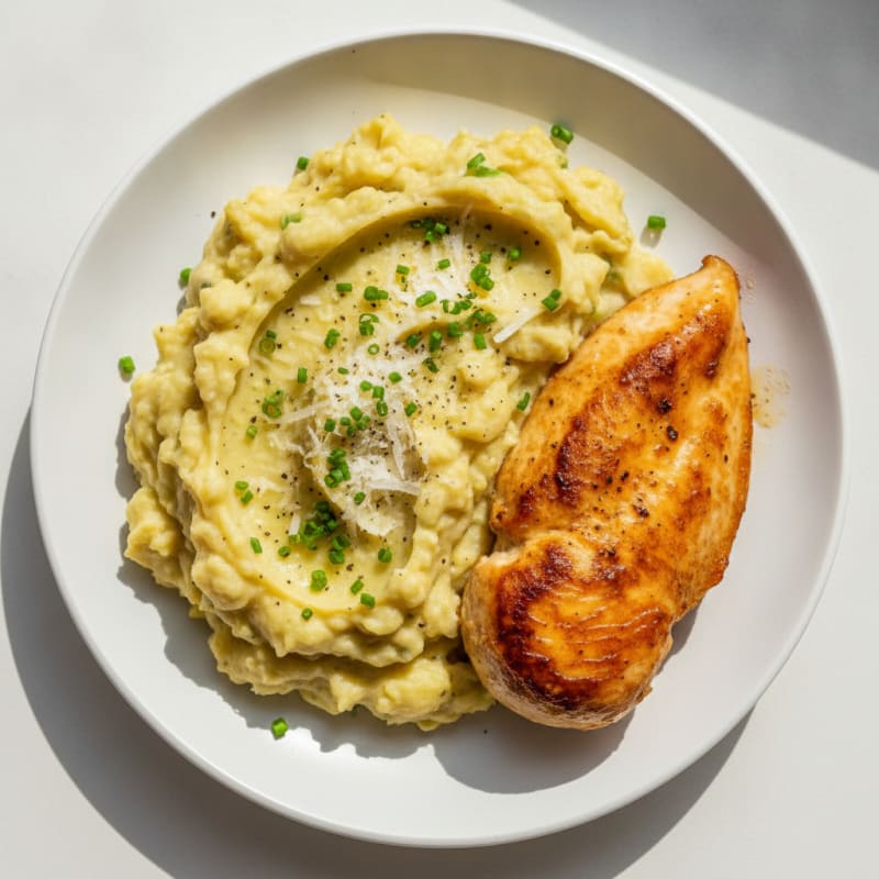 High-Protein Buttery Garlic Parmesan Mashed Potatoes