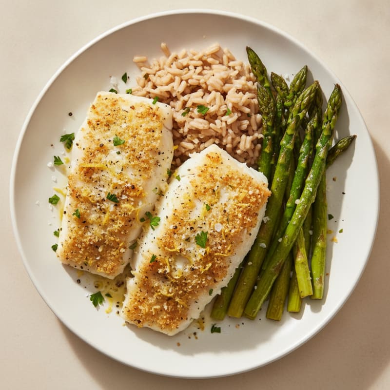 Lemon Herb Baked Cod with Asparagus
