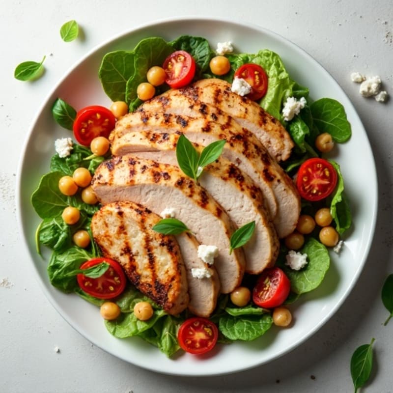 Grilled Turkey Breast Salad with Chickpeas and Cherry Tomatoes