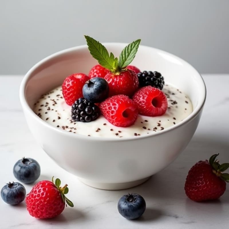 Silky Vanilla Protein Yogurt with Mixed Berries