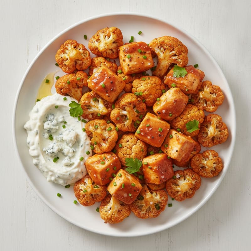Buffalo Cauliflower and Chicken Bites