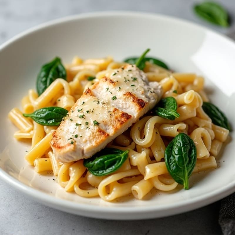 Healthy Creamy Garlic Chicken Pasta
