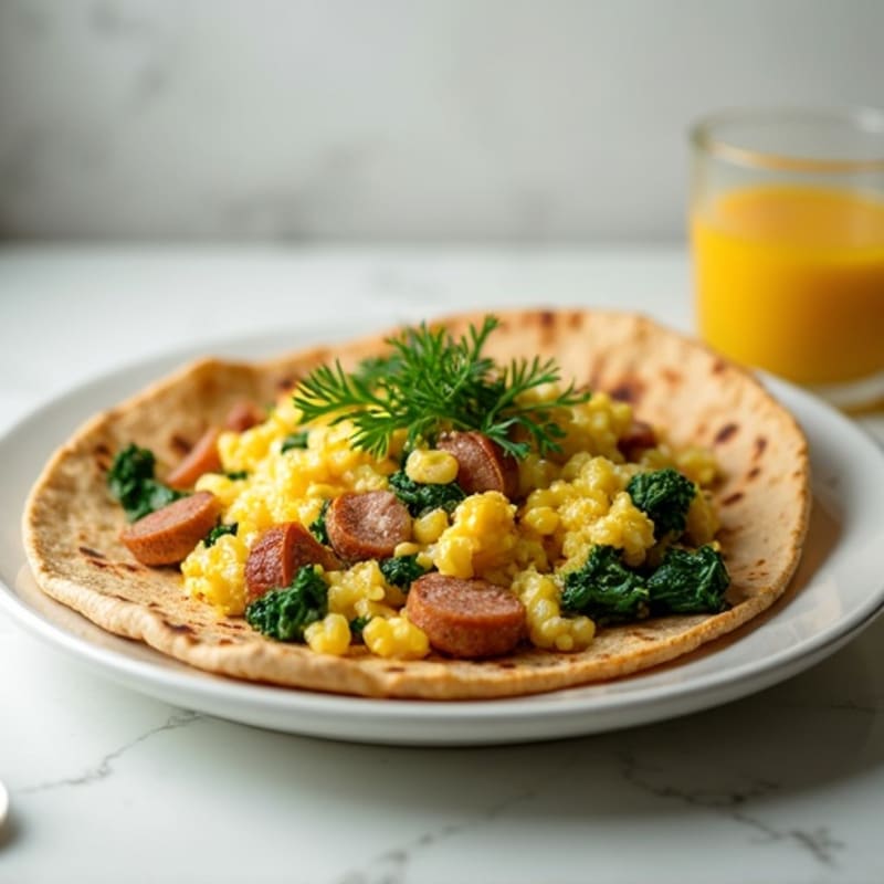 Egg White Scramble with Spinach and Turkey Sausage