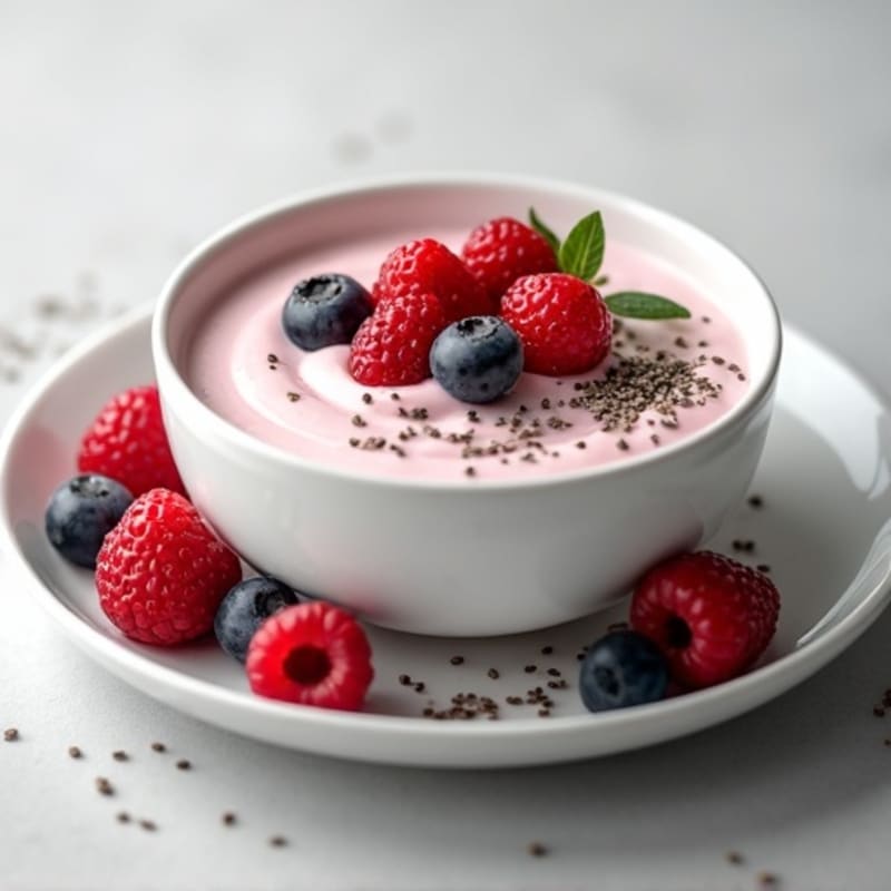 Silky Greek Yogurt with Protein Powder and Fresh Berries