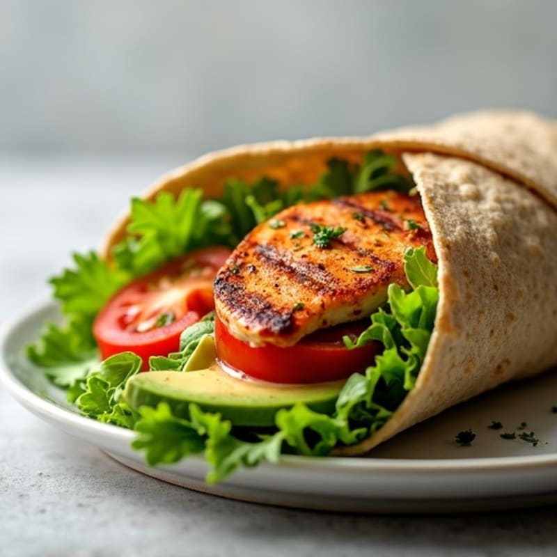 Crispy Grilled Chicken and Fresh Greens Wrap