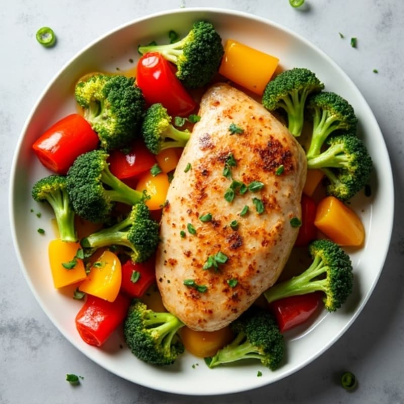 Sheet Pan Lemon Garlic Chicken with Roasted Broccoli and Bell Peppers