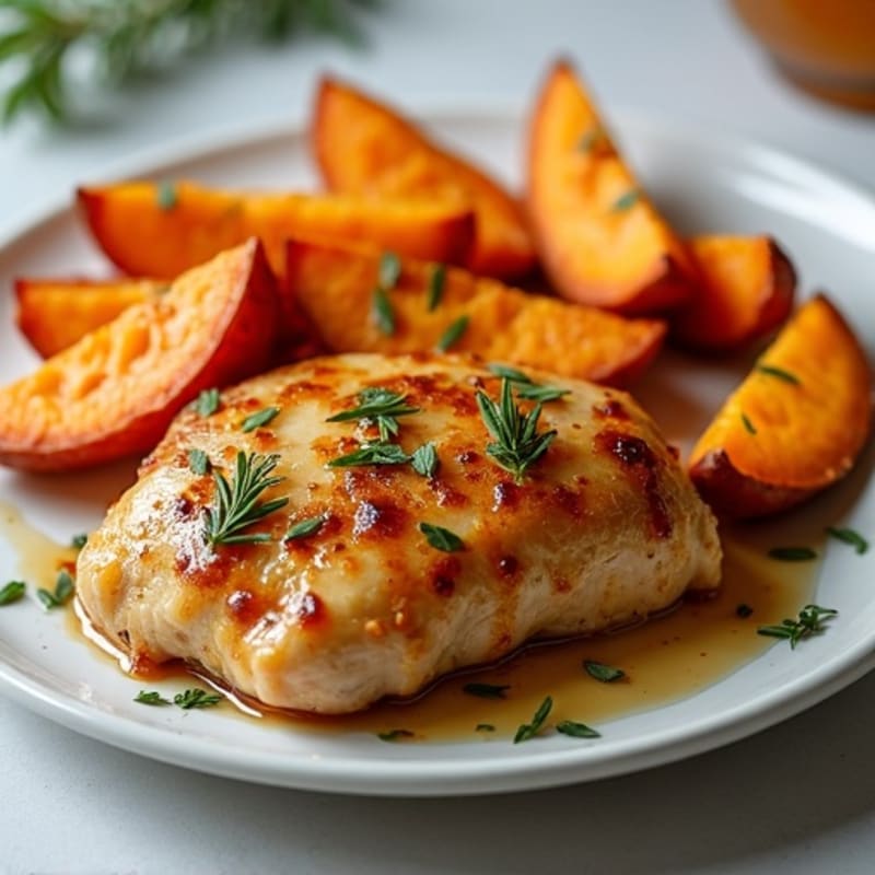 Sheet Pan Honey-Garlic Chicken with Sweet Potato Wedges